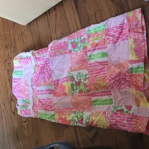 Lilly Pulitzer, Size 2, Strapless Summer Dress, Pink, White, Green Pattern